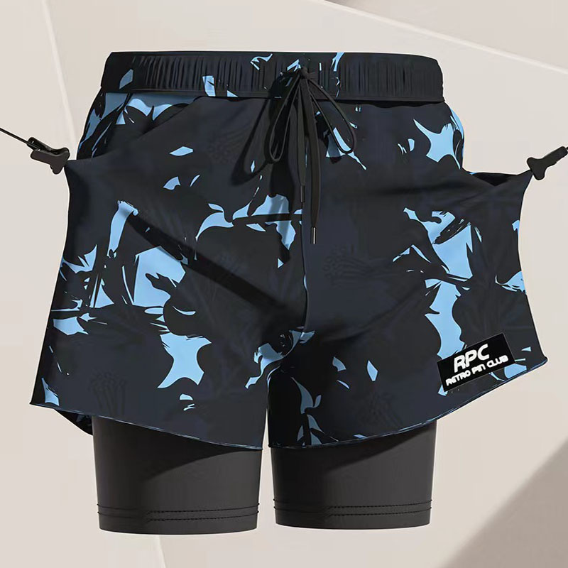 سروال سباحة مزدوج الطبقة للرجا - مراجعة Swim Trunk Quick Dry وسعره